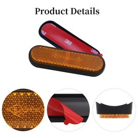 Pack of 4 Fork Reflector, Yellow Rectangular Reflector, Yellow Rectangular Reflector, Orange Cat's Eye, Bicycle Reflectors Front Rear for Motorcycle Bicycle Multifunctional Scooter E4 Rounded