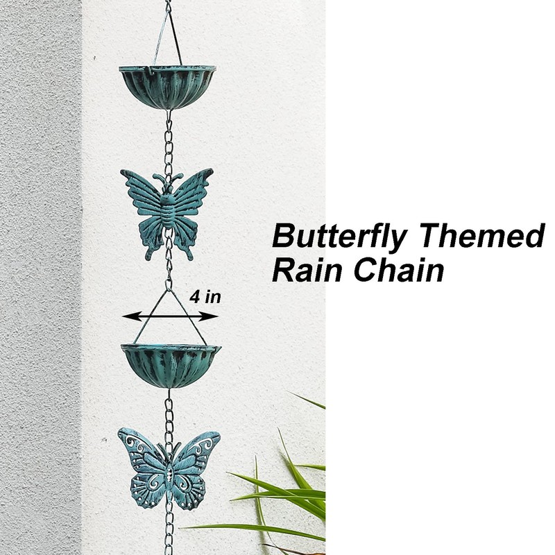 Retrome 8.5 Ft Rain Chain for Gutters Downspouts, Cups with