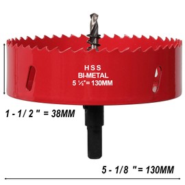 Hole Saw 5-1/8 Inch, 32mm Bi-Metal Cutting Depth HSS M42 Hole Cutter for Wood, 130mm Bi-Metal Hole Saw for Recessed Lighting, Plastic, Drywall, Plasterboard and Soft Metal Sheet