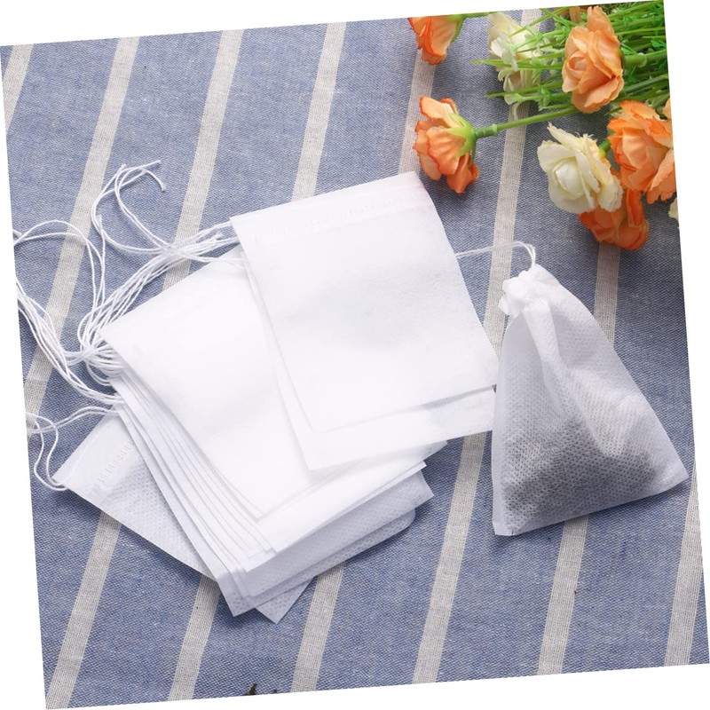 Ciieeo 100pcs Non-Woven Drawstring Tea Filter Bags for Loose Leaf