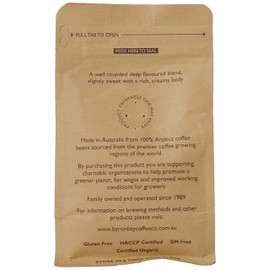 Byron Bay Coffee Company 250g Certified Organic Coffee, Plunger Ground