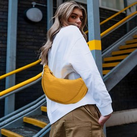 NICOLE & DORIS Lightweight Crossbody Bags for Women Nylon Shoulder Bag Casual Everyday Bag Ladies Messenger Bag Crescent Bag Dumpling Bag Yellow