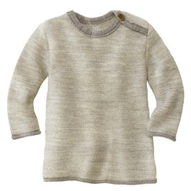 Disana Melange Jumper, 100% Organic Merino Wool GOTS, IVN Best | with Button Closure on Collar | Baby Toddler Child Unisex | Made in Germany, Natural grey