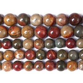 90 abalorios de jaspe natural Picasso de 4 mm, piedras curativas redondas sueltas de piedras preciosas para hacer joyas DIY, pulseras, collares, 15 pulgadas (piedra Picasso, 4 mm)