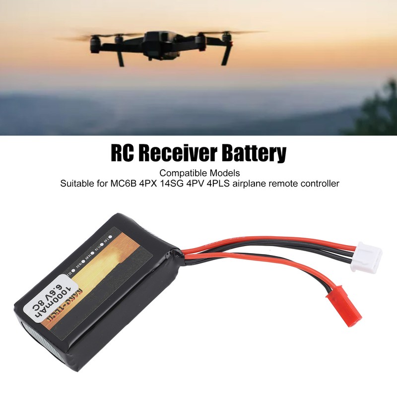 RC Receiver Lithium Battery 1000mAh 8C 6.6V RC Aircraft Remote