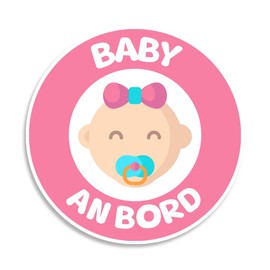 Baby on Board Sticker Car - Baby Girl 15 x 15 cm, Durable & Waterproof Baby on Board Sticker Car Sticker Safety Signal for Warning Drivers