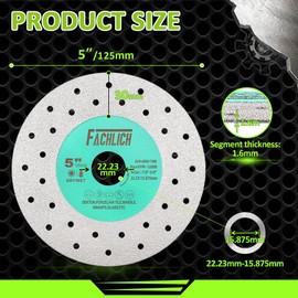FACHLICH Rock Slab Grinding Disc - 5inch Glass Cutting Discs 5pcs, Granite Cutting Blade, Diamond Grinder Wheel Cutting Blade for Rock Slab, Stone, Tile, Marble, Granite, Glass Diamond Saw Blades