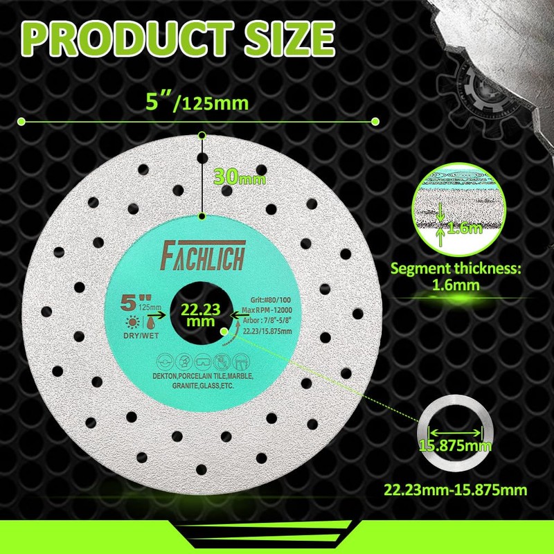 FACHLICH Rock Slab Grinding Disc - 5inch Glass Cutting Discs