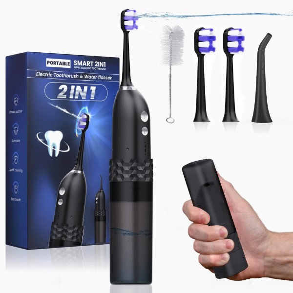 Duolosy Electric Toothbrush with Water Flosser, 2 in 1 Cordless
