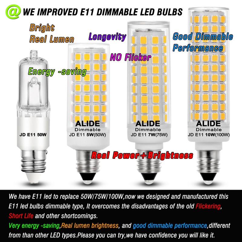 E11 Led Bulbs Dimmable 120V 50W Halogen Equivalent, T3 T4