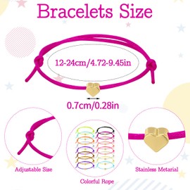 16 Pcs Heart Rope Bracelets Couple Bracelets, Adjustable Friendship Bracelets Long Distance Matching Bracelet Jewelry Present for Best Friends Lover Couple Mens Teen Girls