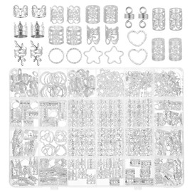 YUXIANLB 260 Pcs Hair Jewelry Kit for Braids Metal Hair Cuff Rings Loc Charms for Women Multi Style Adjustable Dreadlock Decorations Accessories Sliver Braiding Rings Braids Extensions