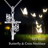 JERWLI Butterfly Cross Necklace 925 Sterling Silver Butterfly Cross Pendant