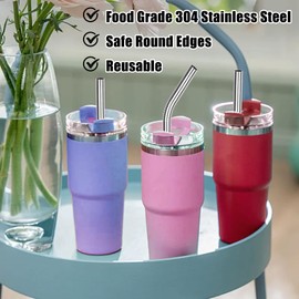 Pack of 8 Stainless Steel Straws, Reusable, Bubble Tea Straws, Thick Straws, 10 mm Wide Straws with Cleaning Brush, Ideal for Boba, Smoothie and Thick Drinks