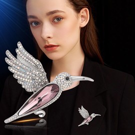 UNVAK Hummingbird Brooch for Women Rhinestone Hummingbird Brooch Pin Pink Crystal Hummingbird Brooch Lapel Pin Jewelry Mother's Day Birthday Gifts for Mom Wife