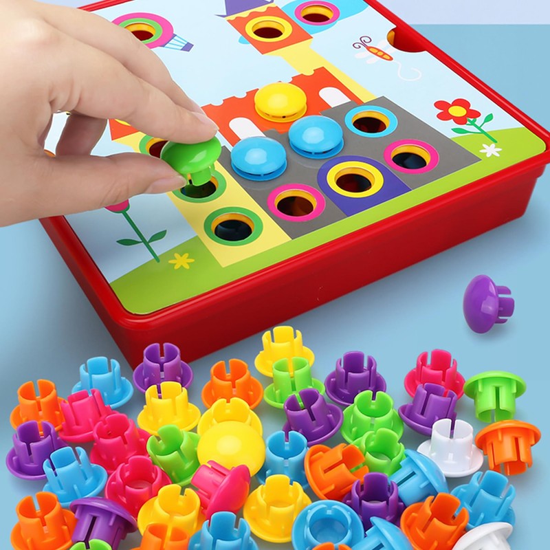 JurciCat Child Mosaic Plug-In Game with 46 Large Beads and