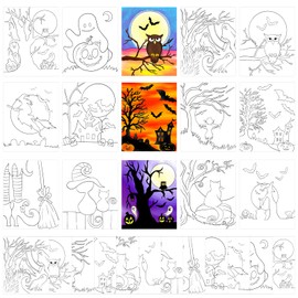 COCHIE - 36 páginas para colorear de Halloween de 8 x 10 pulgadas para niños, color a granel tu propio papel de Halloween, manualidades, recuerdos de fiesta, pequeñas hojas para colorear regalos de