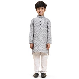 Pro-Ethic Style Developer - Juego de Kurta de algodón indio para niños, ropa étnica india, diseño floral, paquete de 1 (S-221), Azul, 8-9 Años