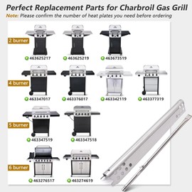 Criditpid Grill Replacement Parts for Charbroil Performance 463276517, 463244819, 463347519, 463347017, 463377319, 463342119, Grill Heat Plates, Burner Tube, Crossover Tube & Igniter.