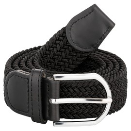 VINTAGE BASICS Unisex Stretch Belt, 3.3 cm Wide, Men's and Women's Belt, Elastic Fabric Belt, Braided Belt, black