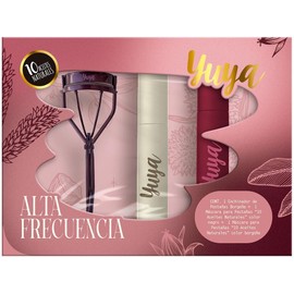 YUYA Alta Frecuencia Kit Enchinador de Pestañas Borgoña + Máscara Negra y Borgoña con 10 Aceites Naturales a prueba de agua - Efecto Alargamiento, Volumen, Curvatura y Definición - Cepillo de Silicón, Rizado Profesional, Larga Duración
