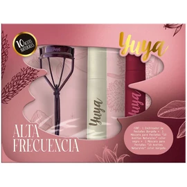 YUYA Alta Frecuencia Kit Enchinador de Pestañas Borgoña + Máscara Negra y Borgoña con 10 Aceites Naturales a prueba de agua - Efecto Alargamiento, Volumen, Curvatura y Definición - Cepillo de Silicón, Rizado Profesional, Larga Duración