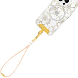 HUADEK Leather Phone Wrist Strap,Universal Adjustable Key Lanyard,Stylish Wristlet Keychains for Women&Men (Beige-Leather wristlet strap&Gold Hardware)