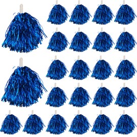 GYDbow 24 PCS Blue Cheerleading Pom Poms Bulk - Soft Sparkly Dance Poms for Cheerleaders, Pep Rallies, Sports Events & Party Decor