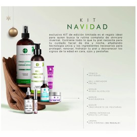Kit Facial Edición limitada Navidad 2025 Serum Niacinamida, Ácido glicólico + Salicílico y pestañas. Crema lifting, ojos, gel limpiador, Tónico antimanchas | Paquete completo día y noche regalo 7p