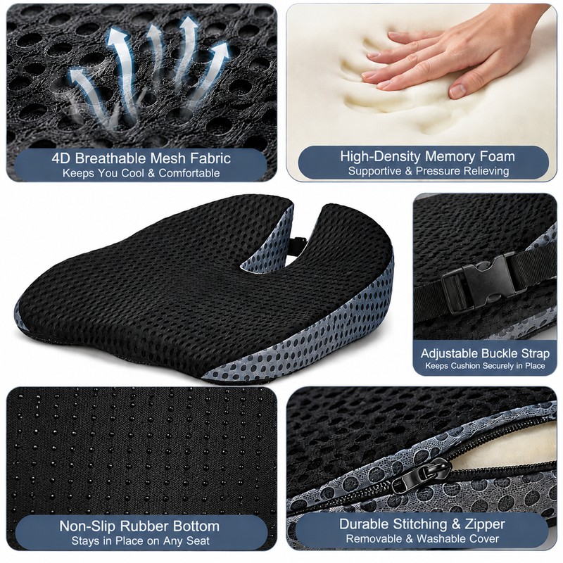 Four Seasons Memory Foam Car Seat Cushion for Driving –