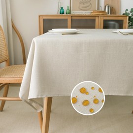 NLMUVW Linen Tablecloth for Rectangle Table 54x70 Inch, Water Resistant Burlap Farmhouse Table Cloth Decorative Textured Dining Table Cover for Kitchen Party, Linen