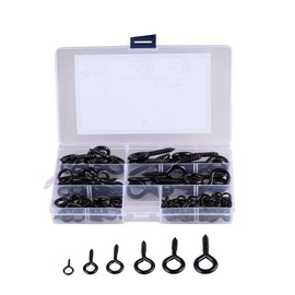 TIOMIOSEA Pack of 120 Small Eye Bolts, Screw Eyelets with Wood Thread, Eye Screw Hooks, Nickel-Plated Metal Screw Hooks for Wood, Securing Cable Wires, Six Sizes (Black)