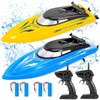 Geefia 2Pcs RC Boat with 4 Rechargeable Battery,Remote Control Boats