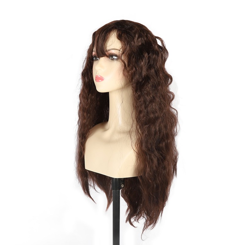Women Long Brown Wavy Wig Heat Resistant Soft Fluffy Brown