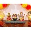 Lakshmi Ganesha Statue with Diya - 4.1" H Polystone Hindu