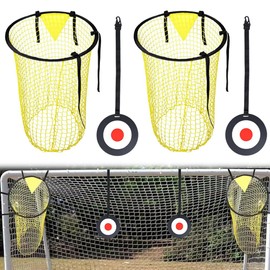 Lotvic 2 Pcs Top Bins Football Targets with 2 Pcs Hanging Targets, Top Bins Net for Goal, Top Corner Football Target Net for Kids Adults Shootings Accuracy Training & Practice