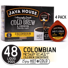 Java House Cold Brew Coffee Concentrate Single Serve Liquid Pods Colombian, 48 Count (Pack of 4)…