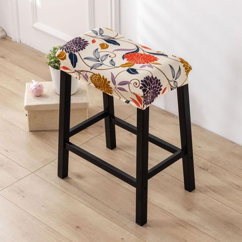 Bifaunvogel Bar Stool Cover (2 Pack), Rectangle, Printed Stretch, Backless,