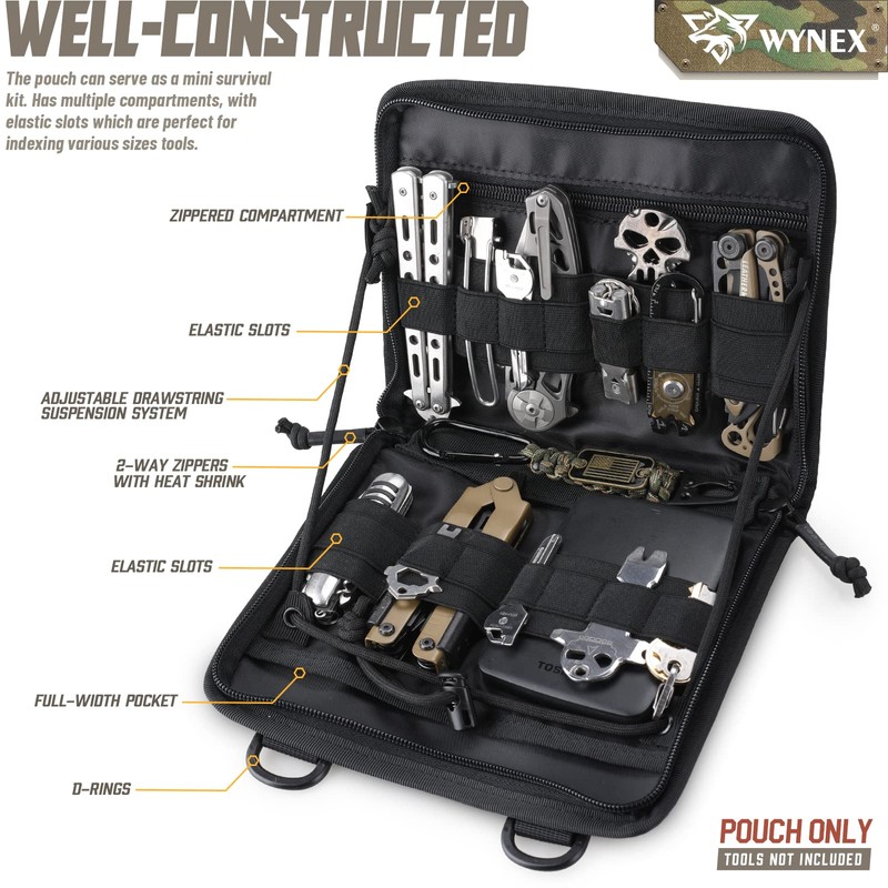 WYNEX Tactical Folding Admin Pouch, Molle Tool Bag of Laser-Cut