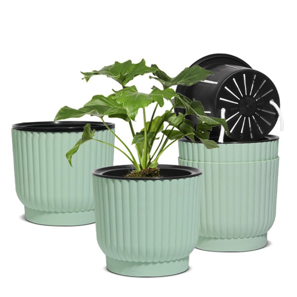 T4U 18 cm Plastic Flower Pot with Watering System, Self-Watering