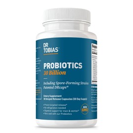 Dr. Tobias Probiotics 30 Billion CFU, Delay Release, Shelf Stable, for Women Men, No Refrigeration