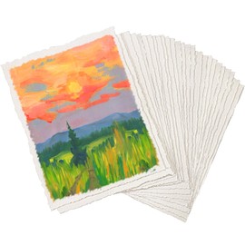300GSM Handmade Paper, 20.3 x 15.2 cm Watercolour Paper, Handmade Paper, Blank Paper, Drawing Paper, Thick Cotton Paper for Paintings, Invitations, Letters, Crafts (25 Sheets)