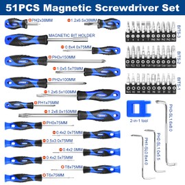 SORAKO 51-Piece Screwdriver Set, Multi-Purpose Magnetic Screwdriver Set with Case, Precision Screwdrivers tool Kit for Home Repair/Improvement/Craft/Men Gift