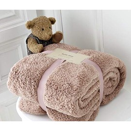 Kinfolk Textile Teddy Fleece Throw Blanket Soft Warm Cuddly Sofa Bedspread Travel Plush Throw (Mink, Single - 100 x 150 cm)