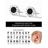 ChicSilver 925 Sterling Silver Rune Earrings for Women Men Black