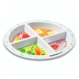 MyPlate Materials Portion Plate for Adults and Teens | Portion Control Plate for Weight Loss | 100% Melamine Dividers & Non-Slip Feet | Nutrition Plate for Balanced Eating | (A single plate) (9.25”)