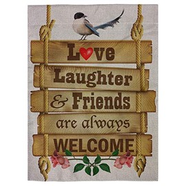 pingpi Love Laughter and Friends are Always Welcome Garden Flag Vertical Double Sided Spring Summer Yard Outdoor Decorative 12.5"x18"