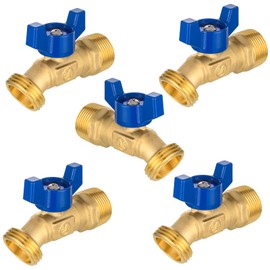 HeSun 5-Pack Outdoor Hose Bibb Faucet/Valve,1/4-Turn Garden Spigot,3/4" Male NPT Inlet x 3/4" Male Hose Thread (GHT) Outlet,Blue