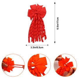 MUFEKUM 2 Pcs Hair Bow Spiral Streamers, Curly Bow Hair Bands Kids Spiral Hair Ties Ponytail Holder Hair Ribbons Bobbles for Girls Toddler Kids, Girls School Hair Accessories (Red)