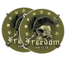 eDesign 2-Pack Freedom Skull est 1776 Vinyl Sticker Decal - 4 Inches - Skull and Crossbones Stickers for Car Truck Van Window Bumper Laptop Tablet Cup Tumbler Water Bottle and Any Smooth Surface